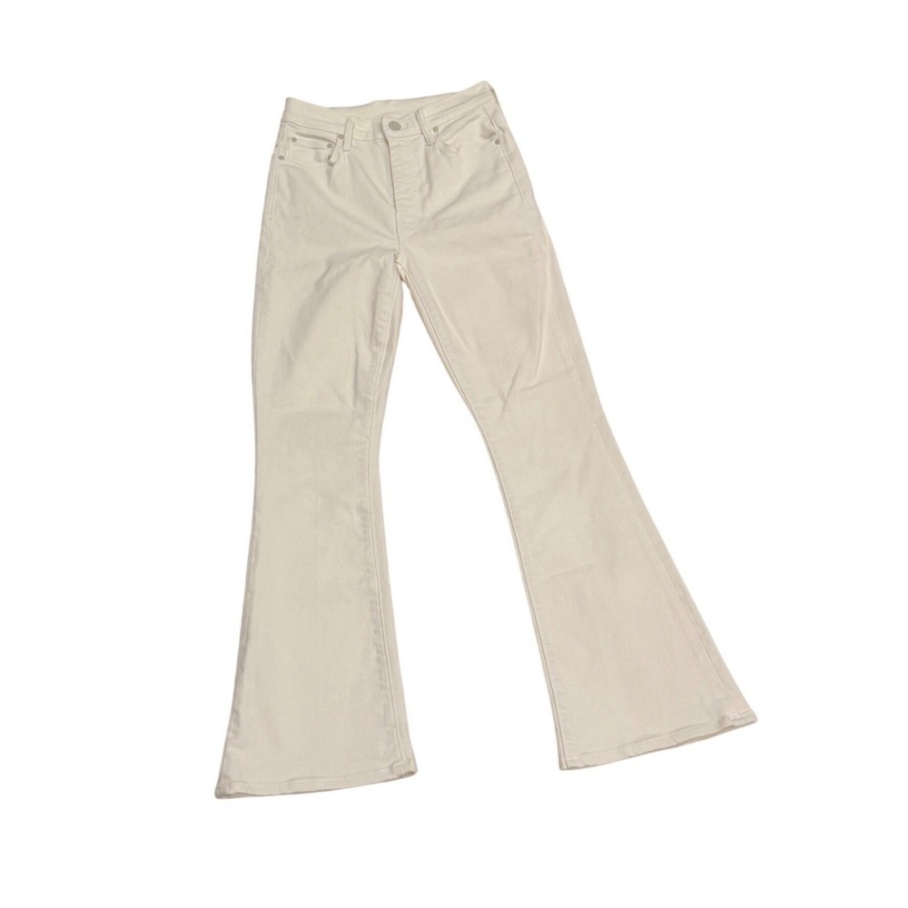 MOTHER High Waisted Weekender Skimp Jeans Size 24 Second Chance Ivory Flare